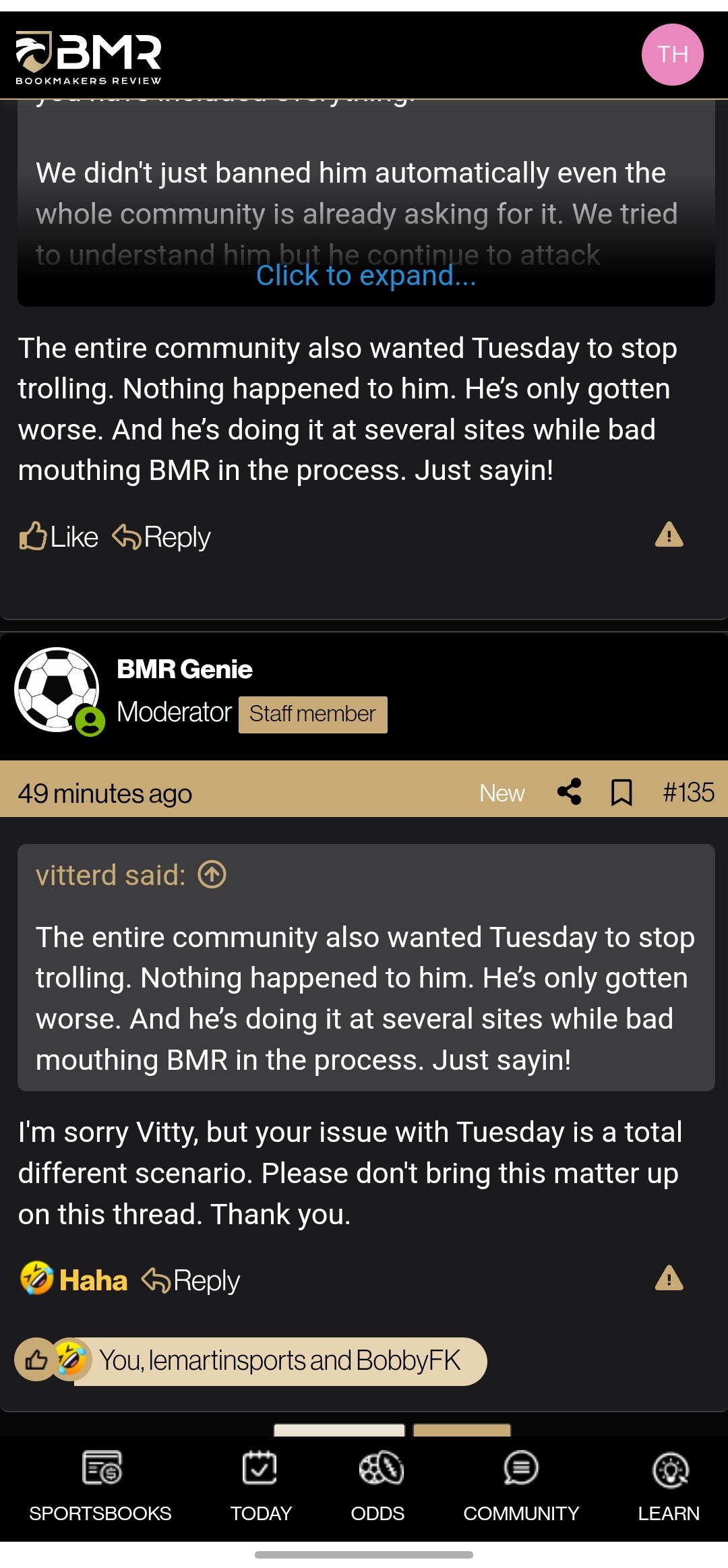 Post #135 BMR Genie telling tard off.jpg