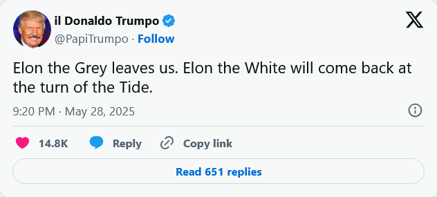 Screenshot 2025-09-21 at 20-19-38 Elon the Grey leaves us. Elon the White will come back at th...png